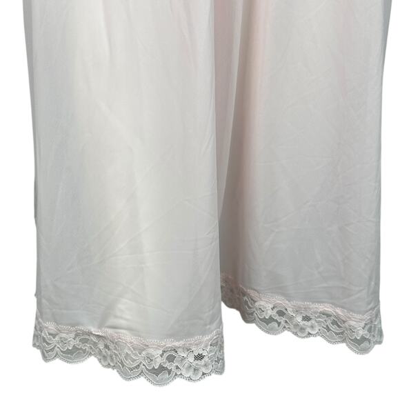 VTG Shadowline Nightgown Womens Medium Pastel Pink Lace Sleeveless Semi Sheer - Picture 3 of 10
